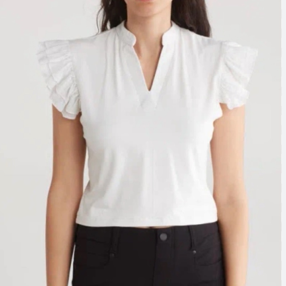 Area Stars Riley Ruffle Sleeve Top Blue XL - Picture 2 of 7